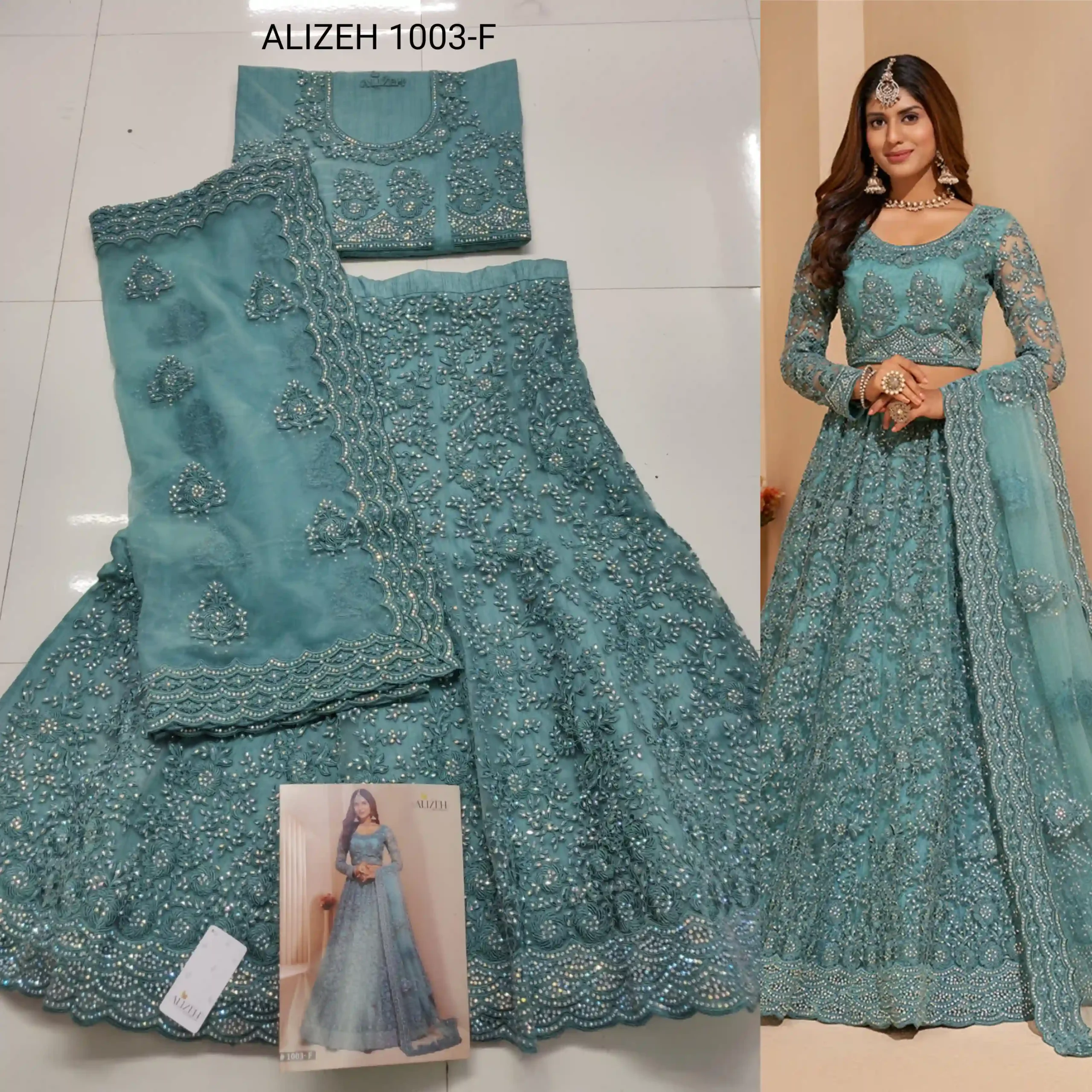 Alizeh 1003-F & 1003-G Net Wholesale Lehenga Catalog — Wholesale Lehenga, Alizeh wholesale from Surat - Gallery Image 2
